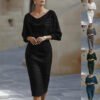 14bed9b5-ff0b-442d-a97c-f75be3ea8168.jpg Pleated Batwing Sleeve Midi Dress - Women's Fashionable A-Line Casual Daywear