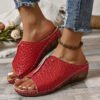 1dd5f2dc-ae2f-4a68-938b-8e0bf904e132.jpg Fashion Crocodile-pattern Wedges Sandals Summer Outdoor Thick-soled Slippers Fish Mouth Shoes For Women