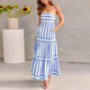 21037502-ceff-4137-a515-0987df4fd41c.jpg Summer Striped Printed Suspender Long Dress With Pockets Fashion Square Neck Backless Dresses For Beach Vacation Women Clothing