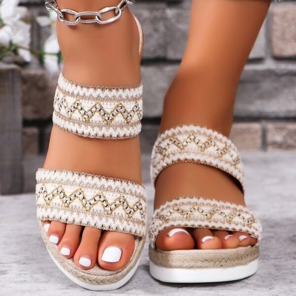 279befb2-49e6-477c-a553-c1531c9d8881.jpg Fashion Wavy Pattern Woven Sandals Summer Casual Ethnic Style Slippers Linen Bottom Wide Strap Wedges Shoes For Women