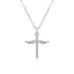 Angel Wings Cross Pendant Necklace For Woman With O Type Stainless Steel Chain Necklace Jewelry Gift