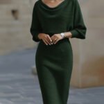 3b234bb1-46dd-4e7a-b31f-a37b2820d2a9.jpg Pleated Batwing Sleeve Midi Dress - Women's Fashionable A-Line Casual Daywear