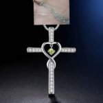 3e17b0ee-8da8-4d0a-9e78-0d0198bbcadb.jpg Infinity Love God We Trust Christian Cross Birthstone Crystal Pendant Necklace Colour Gems Zircon Heart Necklace Women Jewelry