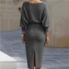 461a99ec-1c22-409f-954f-bce947e0ad6e.jpg Pleated Batwing Sleeve Midi Dress - Women's Fashionable A-Line Casual Daywear