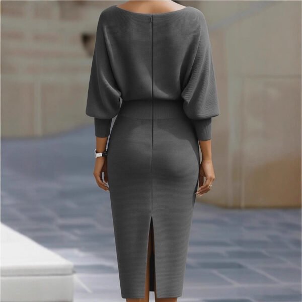 461a99ec-1c22-409f-954f-bce947e0ad6e.jpg Pleated Batwing Sleeve Midi Dress - Women's Fashionable A-Line Casual Daywear