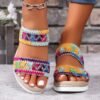 4be0dbfb-9c00-453c-a7df-54a1300e6d4c.jpg Fashion Wavy Pattern Woven Sandals Summer Casual Ethnic Style Slippers Linen Bottom Wide Strap Wedges Shoes For Women