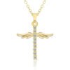 Angel Wings Cross Pendant Necklace For Woman With O Type Stainless Steel Chain Necklace Jewelry Gift