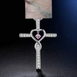 54467b9d-f60a-4dd5-8b34-915653e39ec2.jpg Infinity Love God We Trust Christian Cross Birthstone Crystal Pendant Necklace Colour Gems Zircon Heart Necklace Women Jewelry