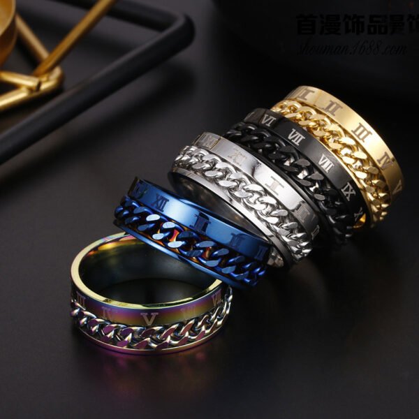 6d4ad881-8575-4326-a63f-10bd4e259c12.jpg Roman Letter Rotatable Chain Rings Men Digital Titanium Steel RingFor Couple High Quality Multifunctional Bottle Opener Ring Spinner Jewelry Punk Gifts
