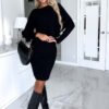 94d9fbbc-0641-4645-81e8-22d8db1e0141.jpg 2pcs Suit Women's Solid Stripe Long-sleeved Top And Tight Suspender Skirt Fashion Autumn Winter Slim Clothing