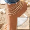 94f53985-cab8-49e8-88ce-c7781ceea59a.jpg 5Pcs Bohemian Airplane Chain Ankle Chain Fashion Design Heart-shaped Chain Anklets Women's Summer Beach On Foot Chain Jewelry