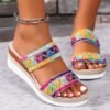 9a00f50b-350f-4f3a-8006-daec5f442dcb.jpg Fashion Wavy Pattern Woven Sandals Summer Casual Ethnic Style Slippers Linen Bottom Wide Strap Wedges Shoes For Women