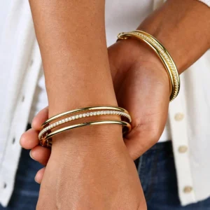 S0efce3b0796e42c0bb4f19c25099ce72G.webp Classic 3pcs Set Daily Multi-layer Zircon Plain Bangle Bracelet Gold Color Plated Fashion Bling CZ Charm Texture Jewelry Bijoux