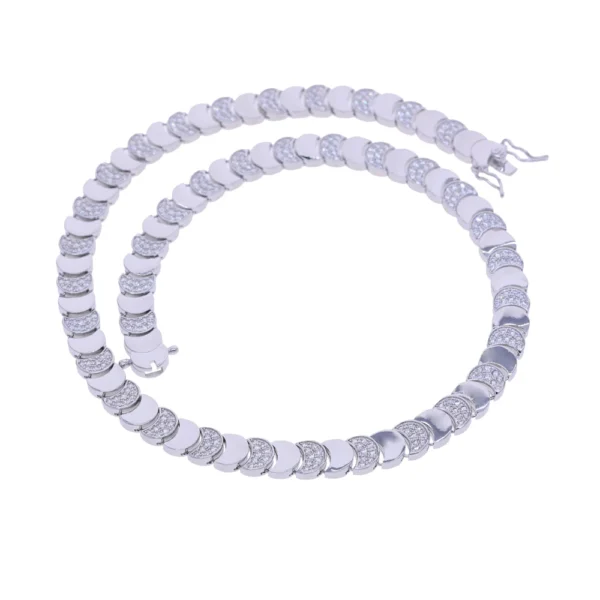 S168bdac567ae4bd78d52beb94ba31070M.webp 2026 Geometric Moon Shaped Cuban Link Chain Paved Bling Cz High Polished Shiny Gold Color Necklace Choker Women Jewelry