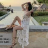 S202853375ffd4375b4b7f0c435b7d8eeW.webp Crochet Beach Dress Lace Women Summer Seaside Bikini Cover Up Oversize Sexy Sleeveless Hollow Out Front Short Back Long