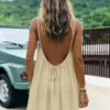 New Women's Off-Shoulder Loose Dress Pure Color Strap Casual Fashionable Summer Gown Cross-Border Loose Fit Maxi Dress