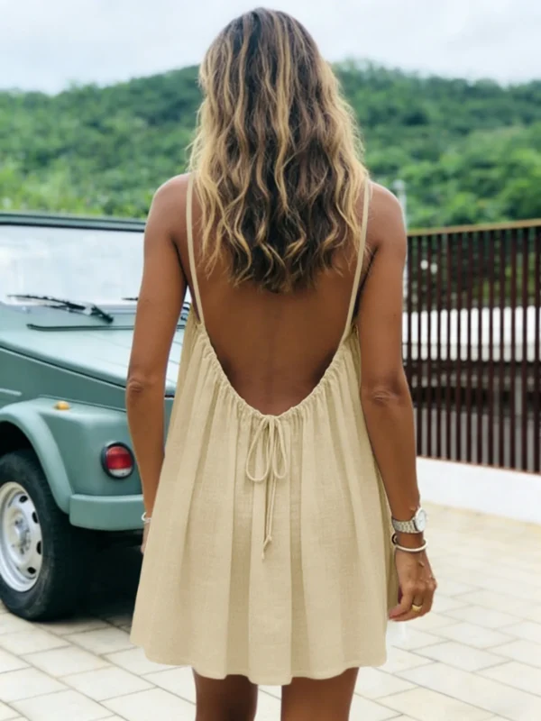 New Women's Off-Shoulder Loose Dress Pure Color Strap Casual Fashionable Summer Gown Cross-Border Loose Fit Maxi Dress