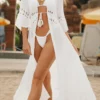 S2b9c742490c64e9599ffc02d5fc35eb3q.webp Summer Dress Crochet Boho Beach Swimsuit Cover Up Lace-Up Long Blouse Hollow Out Open-Front Cover-Up Duster Kimono Beach Dress