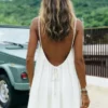 New Women's Off-Shoulder Loose Dress Pure Color Strap Casual Fashionable Summer Gown Cross-Border Loose Fit Maxi Dress