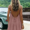 New Women's Off-Shoulder Loose Dress Pure Color Strap Casual Fashionable Summer Gown Cross-Border Loose Fit Maxi Dress