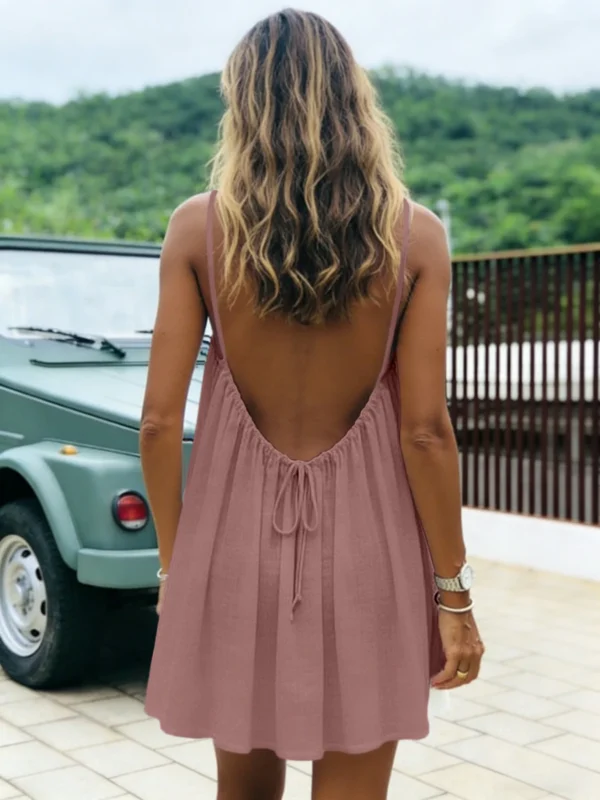 New Women's Off-Shoulder Loose Dress Pure Color Strap Casual Fashionable Summer Gown Cross-Border Loose Fit Maxi Dress