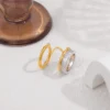 Fashion CZ Zircon Stainless Steel Double Layer Chain Ring for Women Gold Plated Tassel Link Ring Hip Hop Jewelry Waterproof