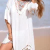 S403a92cd74044fc4b2ad7a417f6d36b5h.webp Beach Wear Beachwear Female Women Colorful Half Sleeve Backless Crochet Knitted Tunic Beach Cover Up Cover-ups Beach Dress V7537