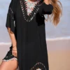 S45400897be2643ff885eeaf2bc32c94dm.webp Beach Wear Beachwear Female Women Colorful Half Sleeve Backless Crochet Knitted Tunic Beach Cover Up Cover-ups Beach Dress V7537