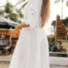 S4f33fd3792664f308ff16d8ccf9d84c9Z.webp Summer Dress Crochet Boho Beach Swimsuit Cover Up Lace-Up Long Blouse Hollow Out Open-Front Cover-Up Duster Kimono Beach Dress