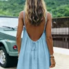 New Women's Off-Shoulder Loose Dress Pure Color Strap Casual Fashionable Summer Gown Cross-Border Loose Fit Maxi Dress