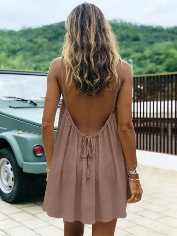 New Women's Off-Shoulder Loose Dress Pure Color Strap Casual Fashionable Summer Gown Cross-Border Loose Fit Maxi Dress