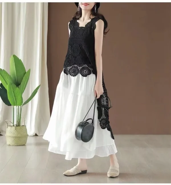 S595a288886fd4f51b2794bccfc6c99a5Z.webp Crochet Beach Dress Lace Women Summer Seaside Bikini Cover Up Oversize Sexy Sleeveless Hollow Out Front Short Back Long