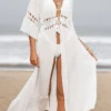 S5dc4f69c36da4386bea6b9726a493595P.webp Summer Dress Crochet Boho Beach Swimsuit Cover Up Lace-Up Long Blouse Hollow Out Open-Front Cover-Up Duster Kimono Beach Dress