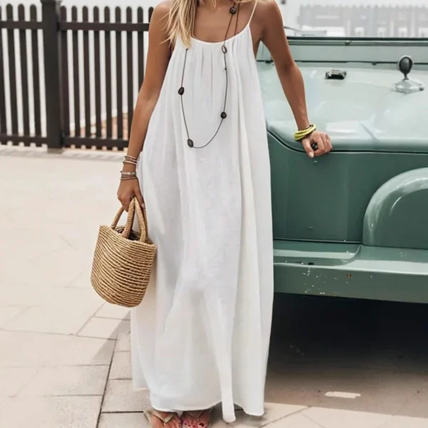 S5f9f57d13a144250957e39168cc0e4afQ.webp New Arrival Women's Strapless Backless Long Loose Home Dress Comfortable Sleepwear Casual Maxi Dress