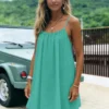 New Women's Off-Shoulder Loose Dress Pure Color Strap Casual Fashionable Summer Gown Cross-Border Loose Fit Maxi Dress