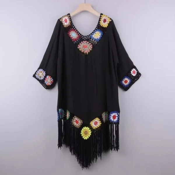 S6d26d9291f184fa88f67bb39ca0fa89fX.webp Fashion Fringe Trim Bikini Cover Up V-Neck Hollow Design Beach Cover-Up Crochet Pattern Bathing Suit Cover for Women