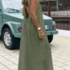 S732b8fa823804be581a74a109304ba942.webp New Arrival Women's Strapless Backless Long Loose Home Dress Comfortable Sleepwear Casual Maxi Dress