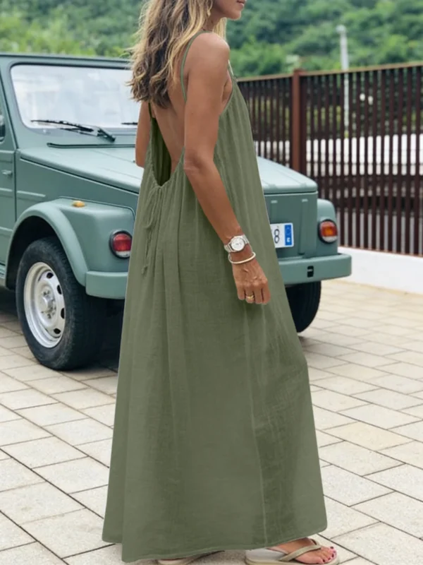 S732b8fa823804be581a74a109304ba942.webp New Arrival Women's Strapless Backless Long Loose Home Dress Comfortable Sleepwear Casual Maxi Dress