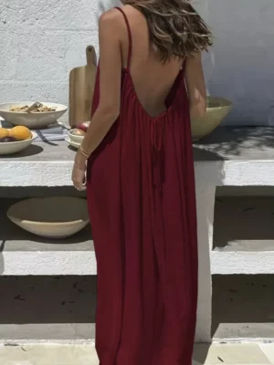S74a1247166f74cb7851a0678774721f10.webp New Arrival Women's Strapless Backless Long Loose Home Dress Comfortable Sleepwear Casual Maxi Dress
