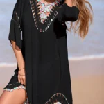 S8c20866e219348b39e7595b389f4662bQ-1.webp Beach Wear Beachwear Female Women Colorful Half Sleeve Backless Crochet Knitted Tunic Beach Cover Up Cover-ups Beach Dress V7537