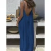 S94d14547127a4fb3a039b15634bf31eds.webp New Arrival Women's Strapless Backless Long Loose Home Dress Comfortable Sleepwear Casual Maxi Dress