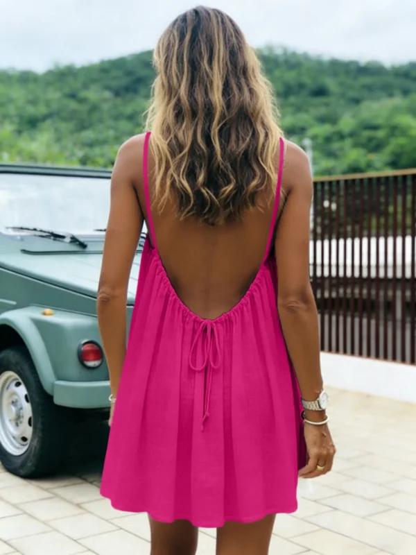 New Women's Off-Shoulder Loose Dress Pure Color Strap Casual Fashionable Summer Gown Cross-Border Loose Fit Maxi Dress