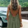 New Women's Off-Shoulder Loose Dress Pure Color Strap Casual Fashionable Summer Gown Cross-Border Loose Fit Maxi Dress