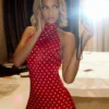 Elegant Off-Shoulder Polka Dot Mini Dress Women's Sleeveless Backless High Waist Y2K Summer Fashion Club Party Gown