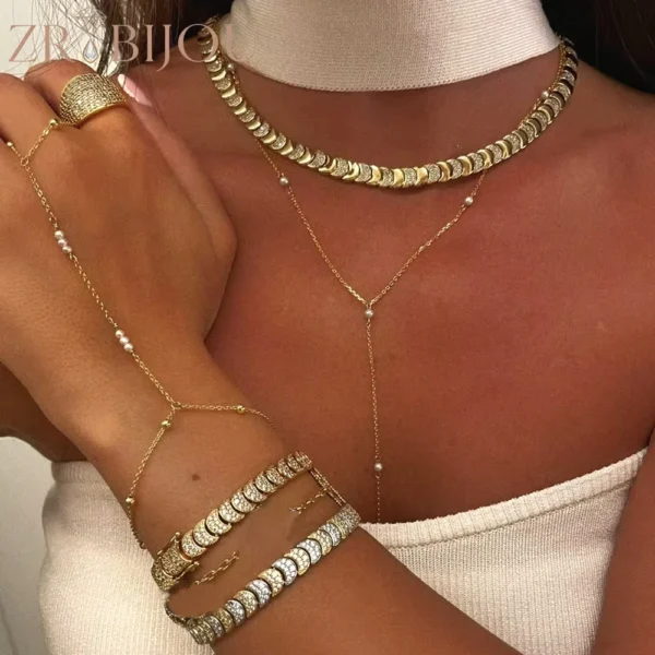 Sb4e3603c33c7476a8a251f949a03305d2.webp 2026 Geometric Moon Shaped Cuban Link Chain Paved Bling Cz High Polished Shiny Gold Color Necklace Choker Women Jewelry