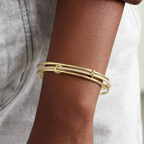 Sb61df9a11026444d8be7d19383f1092bK.webp Classic 3pcs Set Daily Multi-layer Zircon Plain Bangle Bracelet Gold Color Plated Fashion Bling CZ Charm Texture Jewelry Bijoux