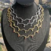 New S-shaped Pink White Water Drop Zircon Charm Pendant Necklace Hip Hop Women Men Full Paved 5A Cubic Zirconia Charm Jewelry