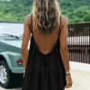 New Women's Off-Shoulder Loose Dress Pure Color Strap Casual Fashionable Summer Gown Cross-Border Loose Fit Maxi Dress