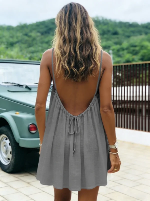 New Women's Off-Shoulder Loose Dress Pure Color Strap Casual Fashionable Summer Gown Cross-Border Loose Fit Maxi Dress