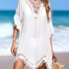 Sd1b5ea87af9a42ea92fb07cb4f8c8d09m.webp Beach Wear Beachwear Female Women Colorful Half Sleeve Backless Crochet Knitted Tunic Beach Cover Up Cover-ups Beach Dress V7537